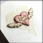 White Heart Card ~ Wooden Winged..