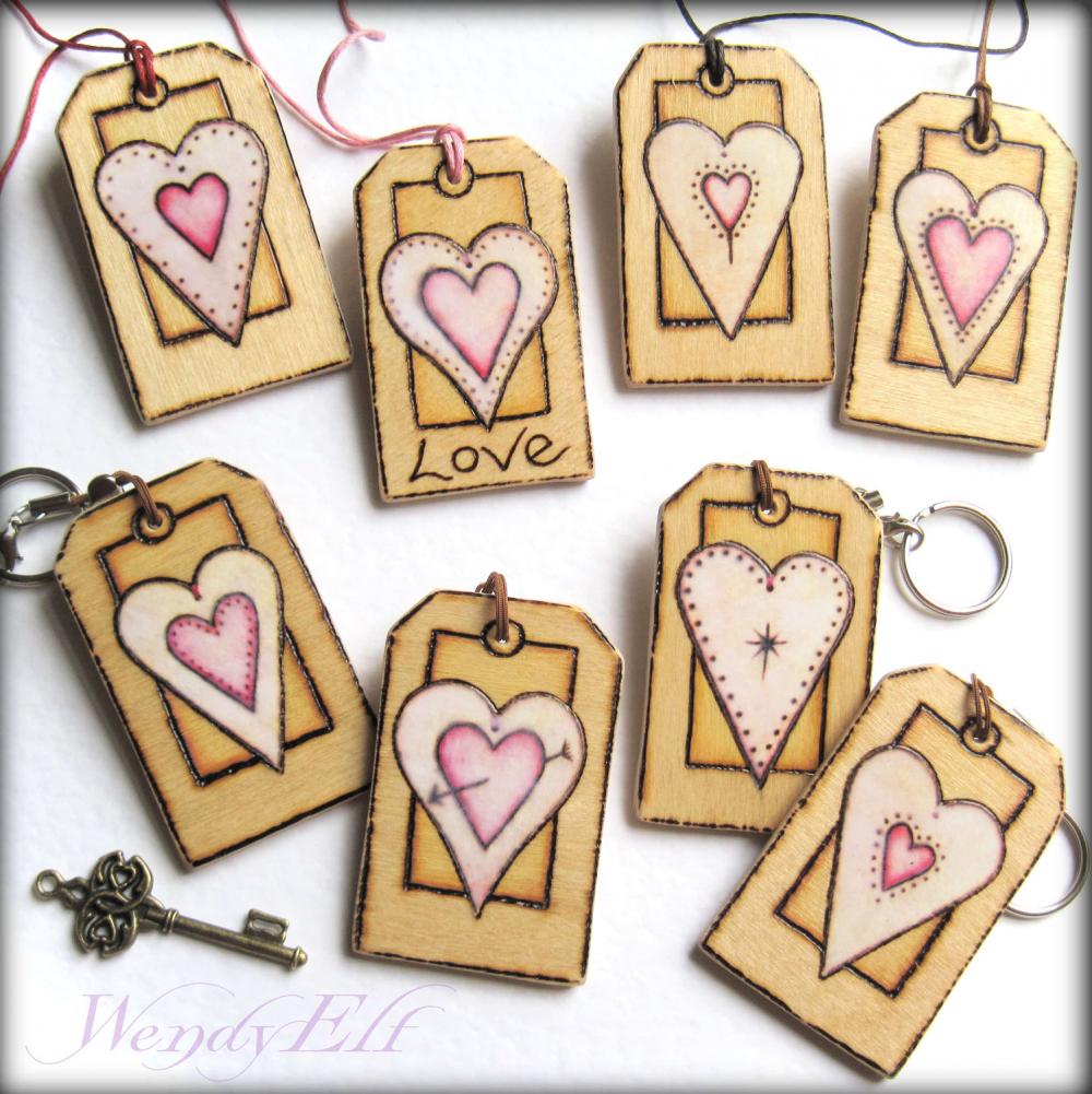 Wood Key Charm - Personalized Bag Charms - Heart Gifts