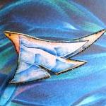 Blue Starbird Wooden Brooch - Pyrography,..