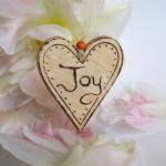 Hanging Wood Heart - Joy - Wood Burnt Hand Crafted..