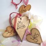 Hanging Wood Heart - Joy - Wood Burnt Hand Crafted..