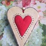 Queen Of Hearts - Needle Felted Hanging Wood Heart